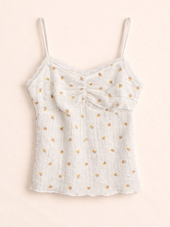 good days project Tops - Good Days Project Delicate White Floral Lace-Trim Cami Tank (188)